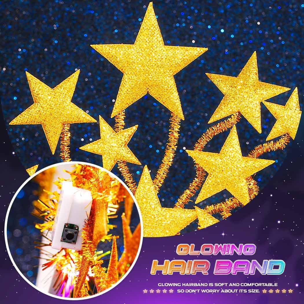 CAKURE Light Up Star Headband Christmas Star Headbands Holiday Gold Star Hair Accessories for Women and Girls - Image 4