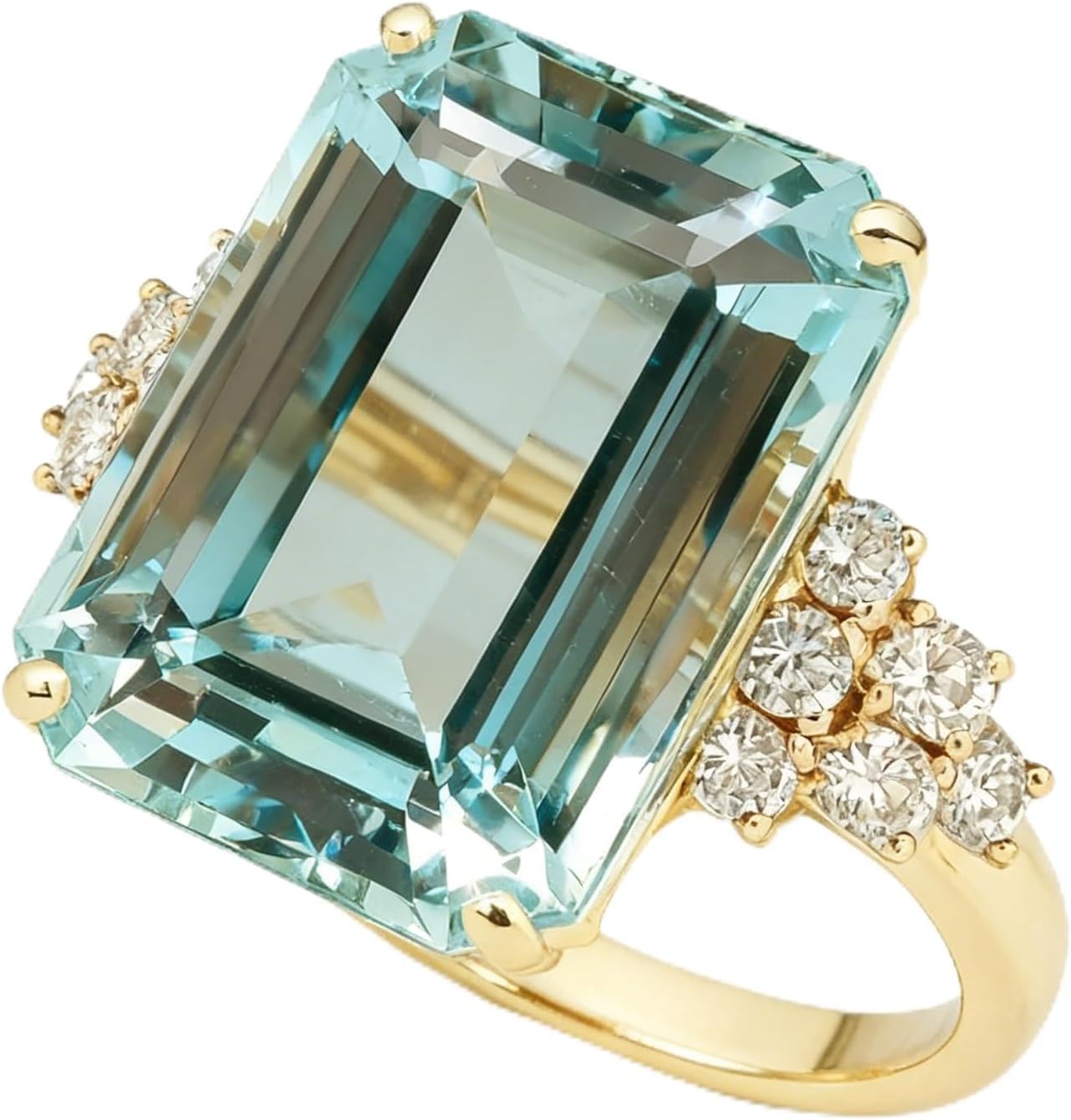 14K Gold Plated 925 Sterling Silver Fashion Ring for Women,Light Blue Cubic Zirconia Dainty Ring Jewelry Gifts for Her,Classic Eternity Ring for Anniversary Wedding Engagement Daily Size:6-10