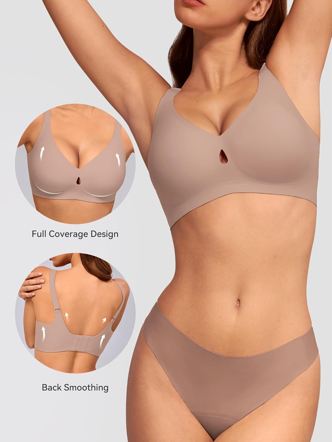 LUCKMEEY Bras for Women No Underwire Wireless Bras - Seamless Push Up Full Coverage Bralettes Comfortable Everyday Bra - Image 4