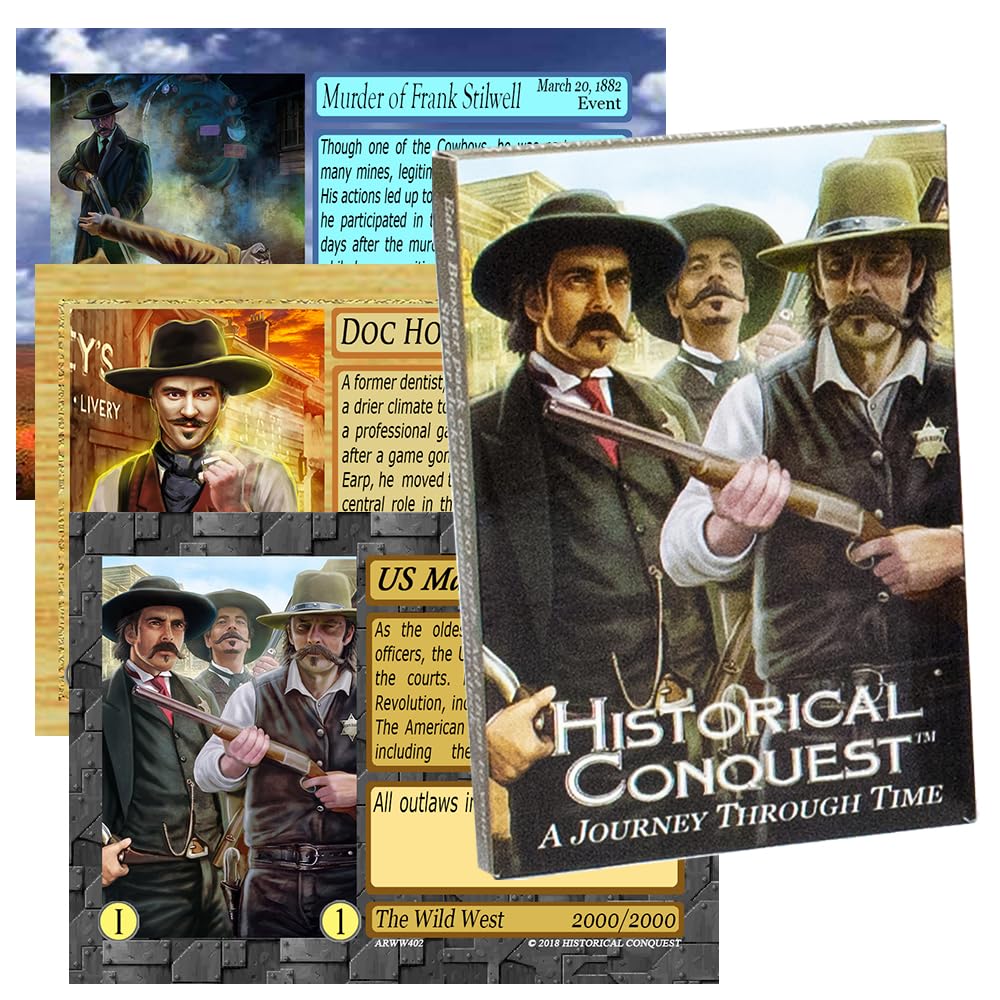Historical Conquest Playing Card Game - Wild West 20-Card History Expansion Pack (Fun and Educational for Students and Parents)