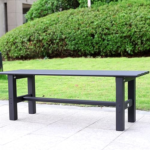 Banco plegable de aluminio para patio al aire libre, 47.2 x 14.2 x 15.7 pulgadas, tipo integrado sin instalación, peso ligero (9.7 libras) de alta