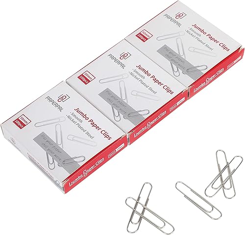 Vista 13 de PAPERPAL Clips de papel para oficina, escuela y uso personal, clip de papel antideslizante jumbo (2 pulgadas), 1000 clips de papel grandes
