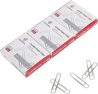 PAPERPAL Paperclips for Office School & Personal Use, Jumbo Smooth Paper Clip (2"), 300 Large Paper Clips (3 Boxes of 100 Each), Silver