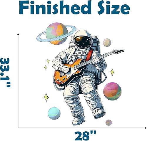 Miniatura 5 de RoyoLam Calcomanía de pared de astronauta con temática espacial, calcomanías de pared únicas de personajes caprichosos  Extraíble, impermeable y