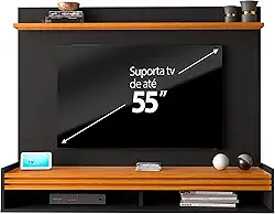 VIA NOSSA - Painel para Tv até 55 Polegadas Ripado Brasil 136cm Cor:preto/cedro