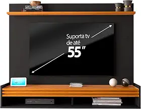 VIA NOSSA - Painel para Tv até 55 Polegadas Ripado Brasil 136cm Cor:preto/cedro