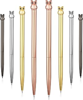Outus 8 Pieces Owl Metal Ballpoint Pens, School Stationery Office Supplies, Cute Easter Supplies, Black Ink (4 Colors)