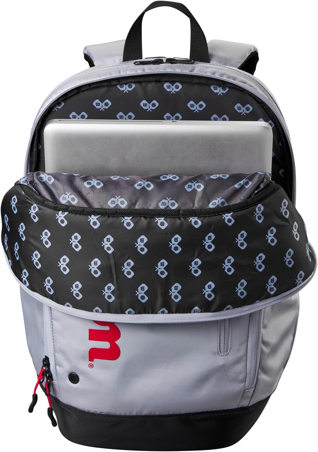 WILSON Pickleball Backpack - Holds up to 2 Paddles, Grey/Red