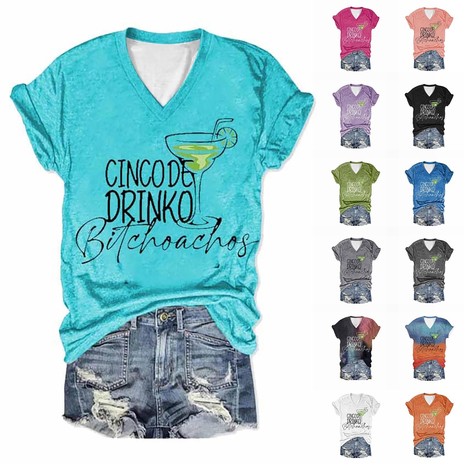 Cinco De Mayo Shirts for Women 2024 Cinco De Drinko Tshirt Women May Day Basic Tee Tops Mexican Funny Tee
