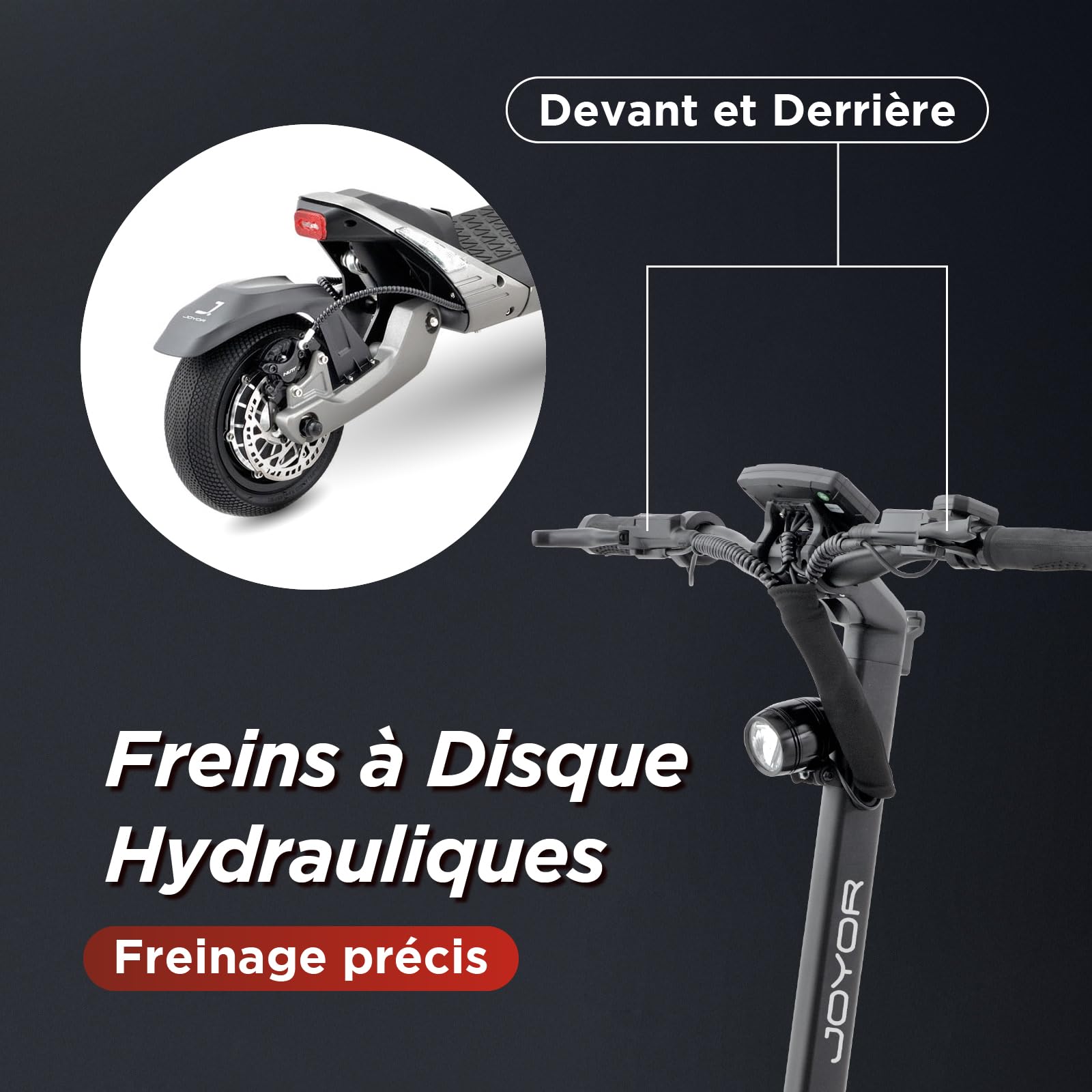 Joyor LuxeRider Trottinette électrique adulte, pliable, deux moteurs de 1200W, batterie de 52V 21AH, autonomie de 55-60km, roues pneumatiques de 25,4x8,9cm, charge maximale 150KG, double suspension