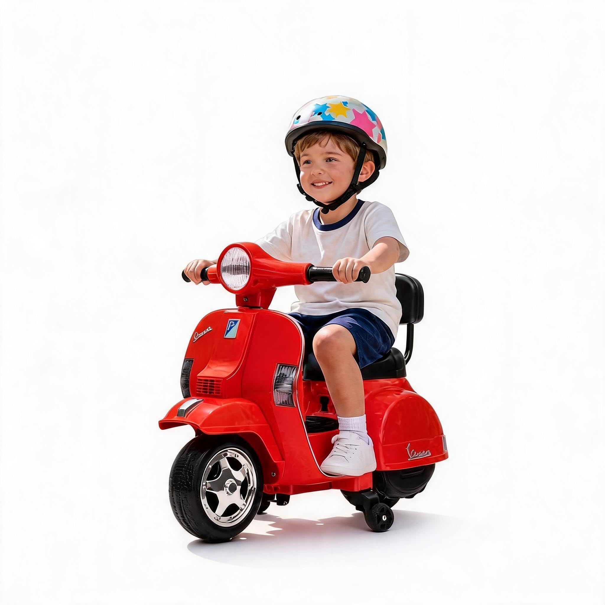 Aptliton Licensed Classic Vespa 6V Kids Electric Ride-On Scooter Motorcycle
