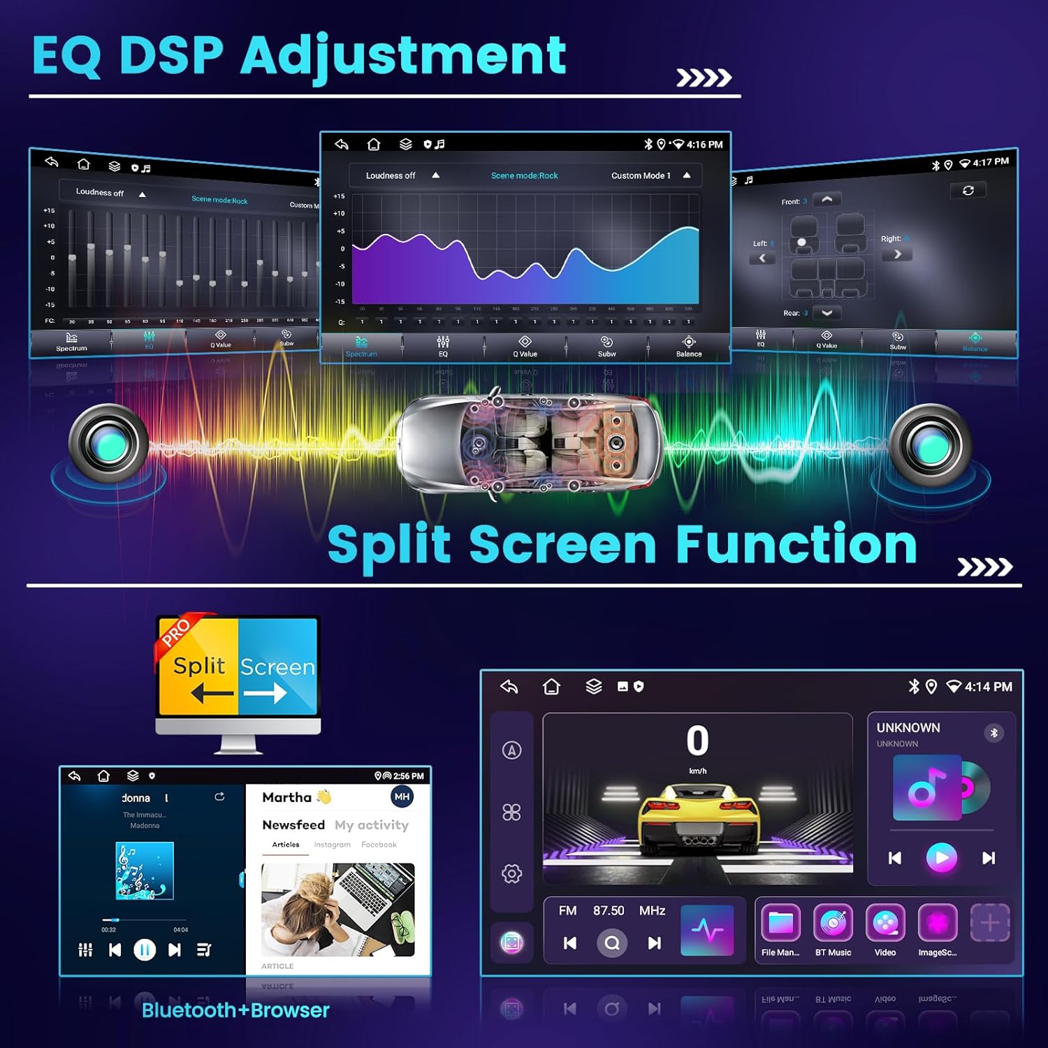 EQ DSP Adjustment and Split Screen Function