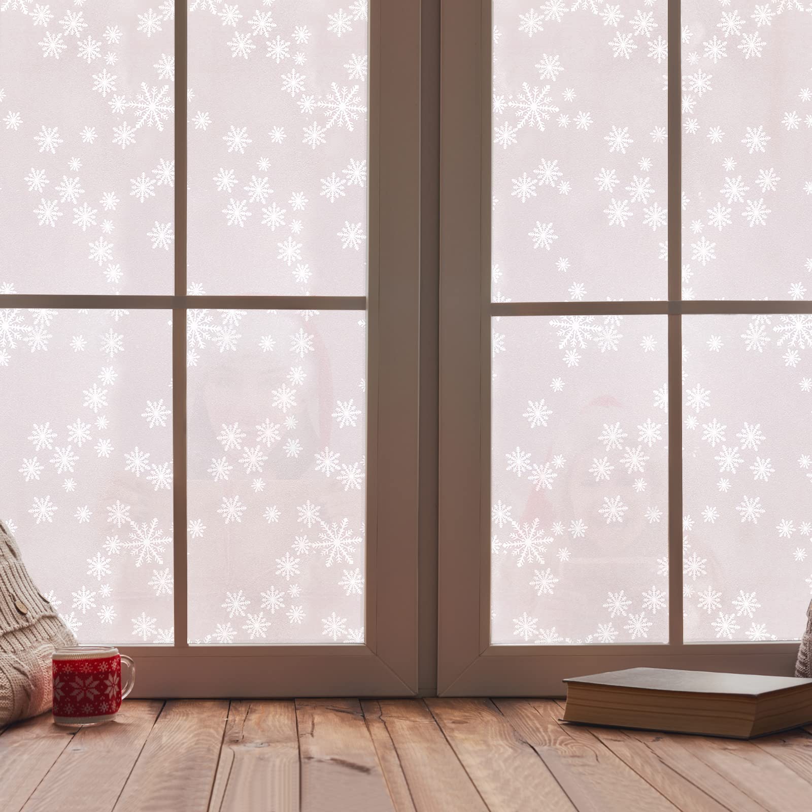 Niviy Film de confidentialité pour fenêtre - Décorations de Noël - Flocons de Neige - Autocollant Non adhésif - Film en Verre dépoli - Contrôle de la Chaleur - 60 x 200 cm