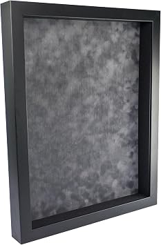 18x24 Shadow Box Frame Black Wood with a 1 3/4" Usable Display Depth Includes a Ash Suede Acid-Free Backing Board, UV Resistant Acrylic, and Hanging Hardware