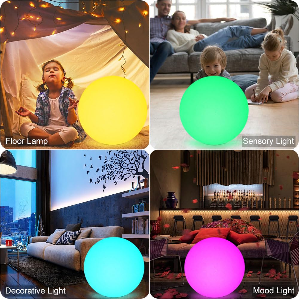 20-in LED Glowing Ball Light, Large Rechargeable LED Globe Orb