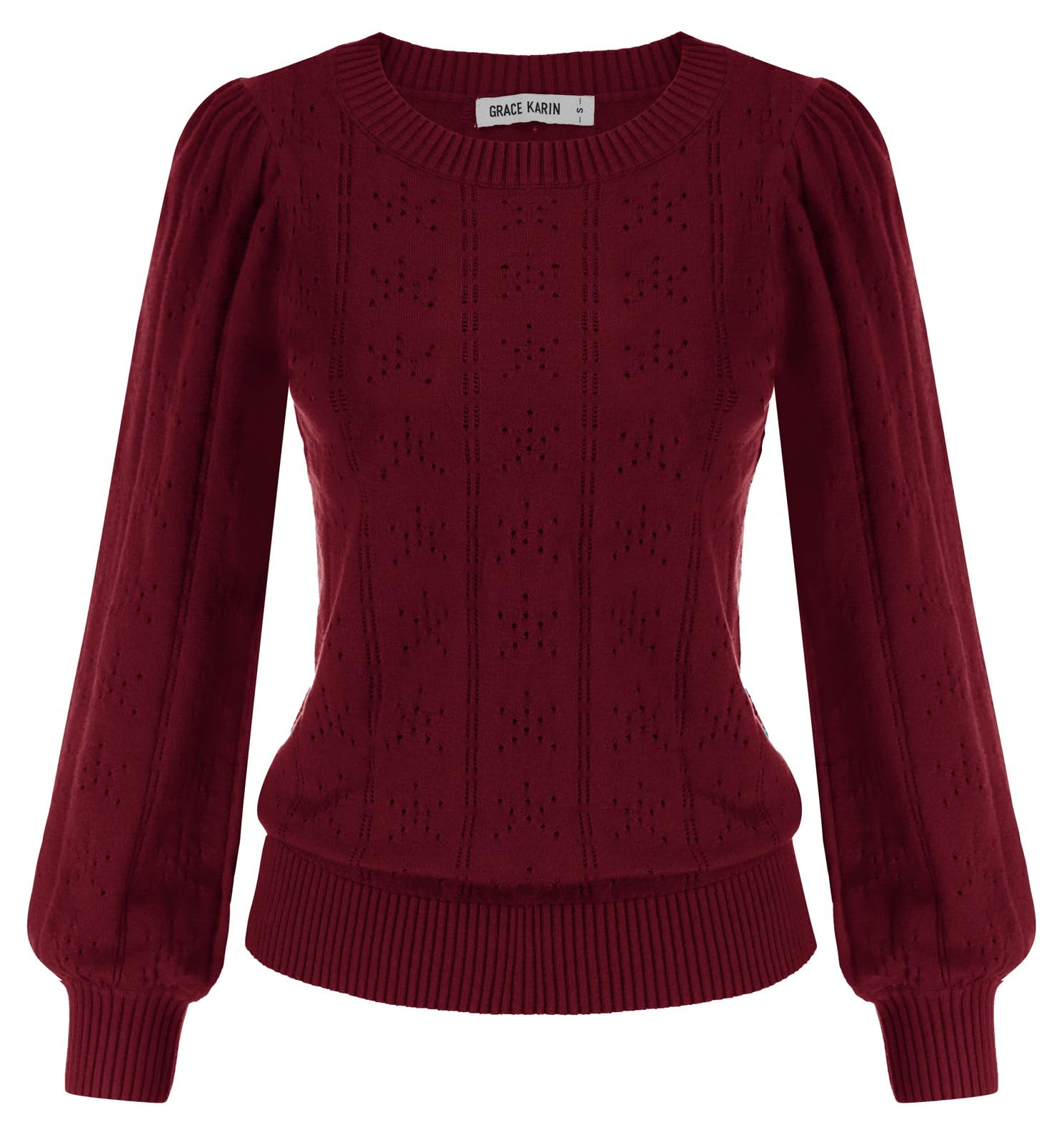 GRACE KARIN Damen Strickpullover Rundhals Pullover Mode Langarm Sweater