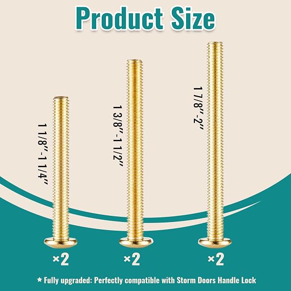 Replacement Screw Kit Compatible with Bright Gold Finish Includes Multi-Size Screws for Backset