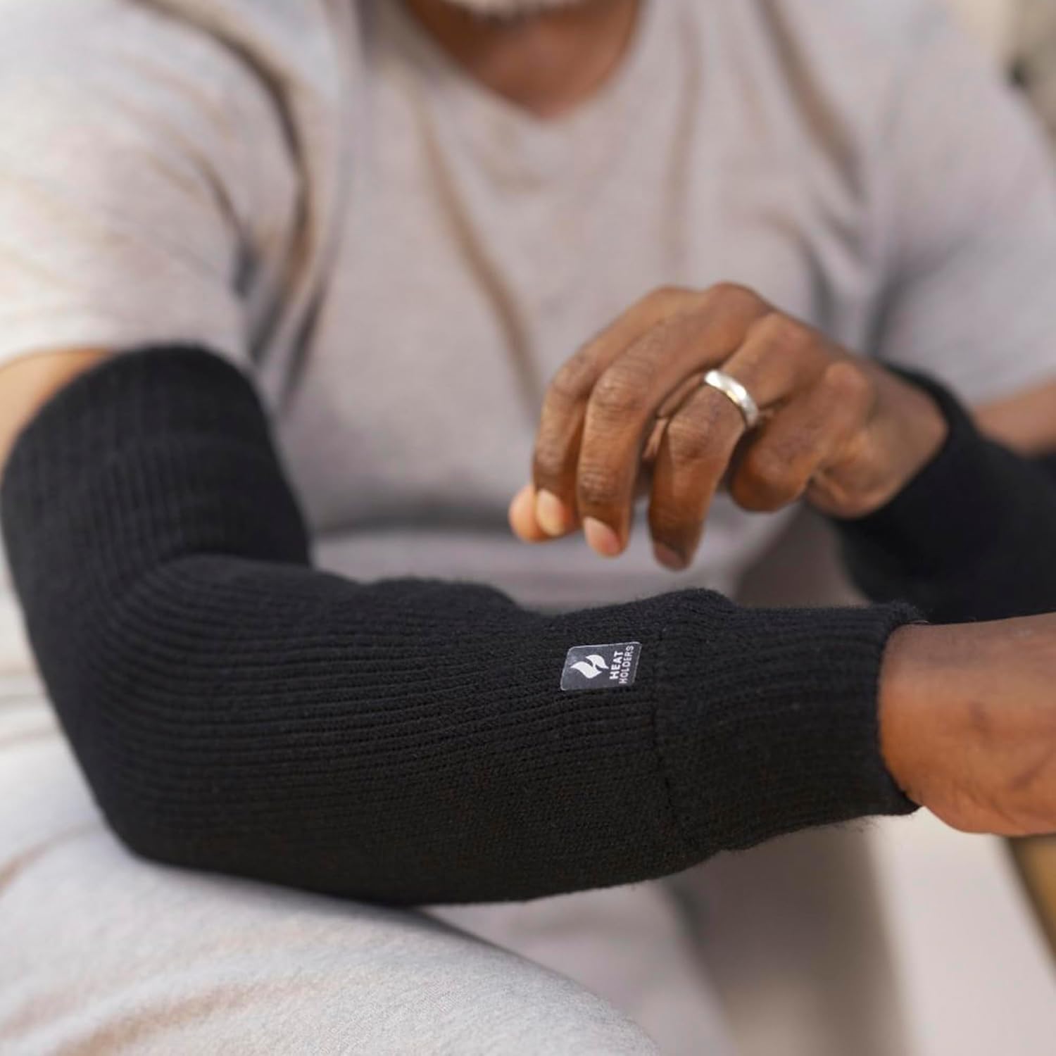 HEAT HOLDERS Thermal Men's ladies Joint leg arm warmers Black (1 pair) (Large/Extra Large (22 inches circum))