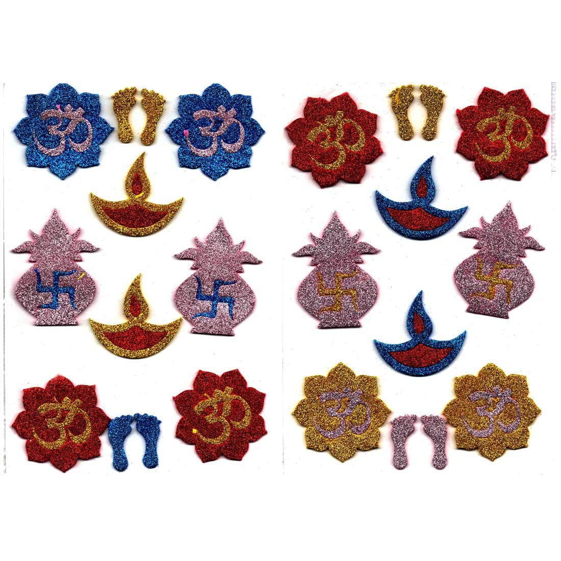 Anokhi ADAFoam Glitter Diwali Stickers for Decorations (Combo of 2 A4 Sheets, 004)