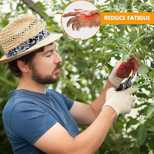 Miniatura 4 de Tijeras de podar, tijeras de jardín  Hewog 8.5" Tijeras de podar profesionales premium de acero SK5 con titanio bypass para jardinería,