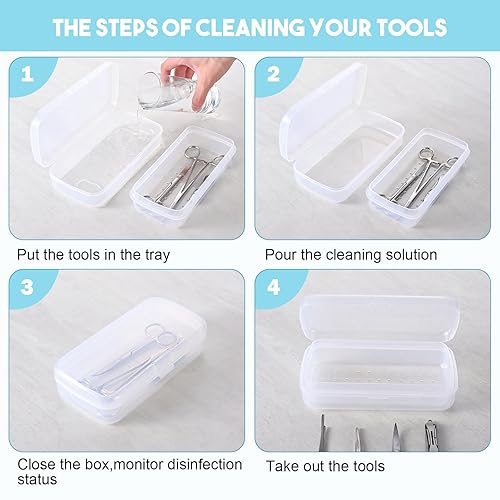 Miniatura 5 de Caja esterilizadora de plástico para herramientas de uñas, bandeja de esterilización, organizador de almacenamiento para pinzas, extensiones de