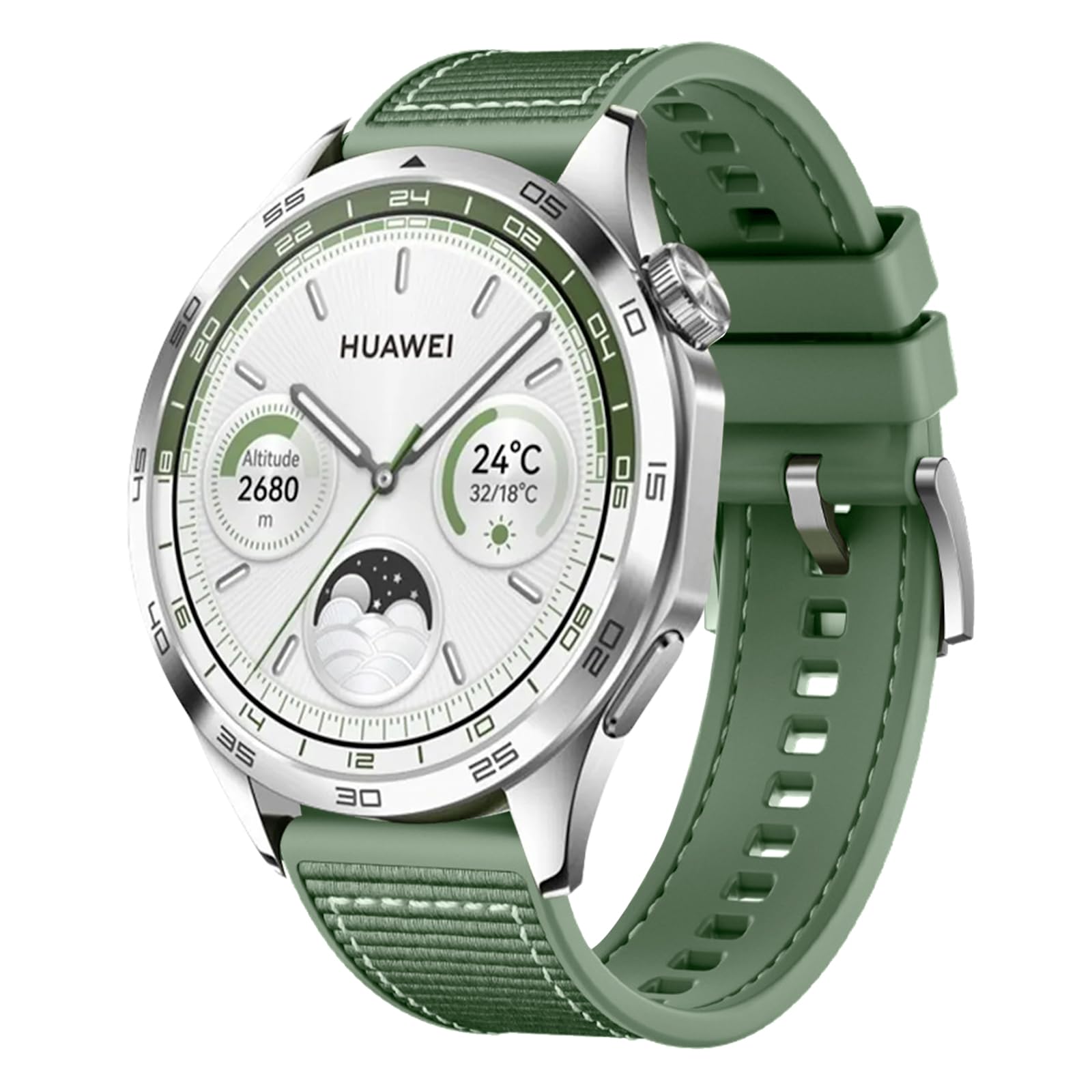 ZoRoll 22mm Strap Compatible with Huawei Watch GT 6 46mm/GT6 Pro/GT5/GT 5 Pro/GT 4/GT3/Ultimate/Buds, Woven Nylon Replacement Silicone Sport Bracelet for Huawei Watch 5 46MM/4 - Green