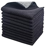 SINLAND Microfiber Dish Cloth for Washing Dishes Dish Washing Rags Best Kitchen Washcloth Cleaning Cloths Wash Cloths with Poly Scour Side 12Inchx12Inch 10 Pack Black