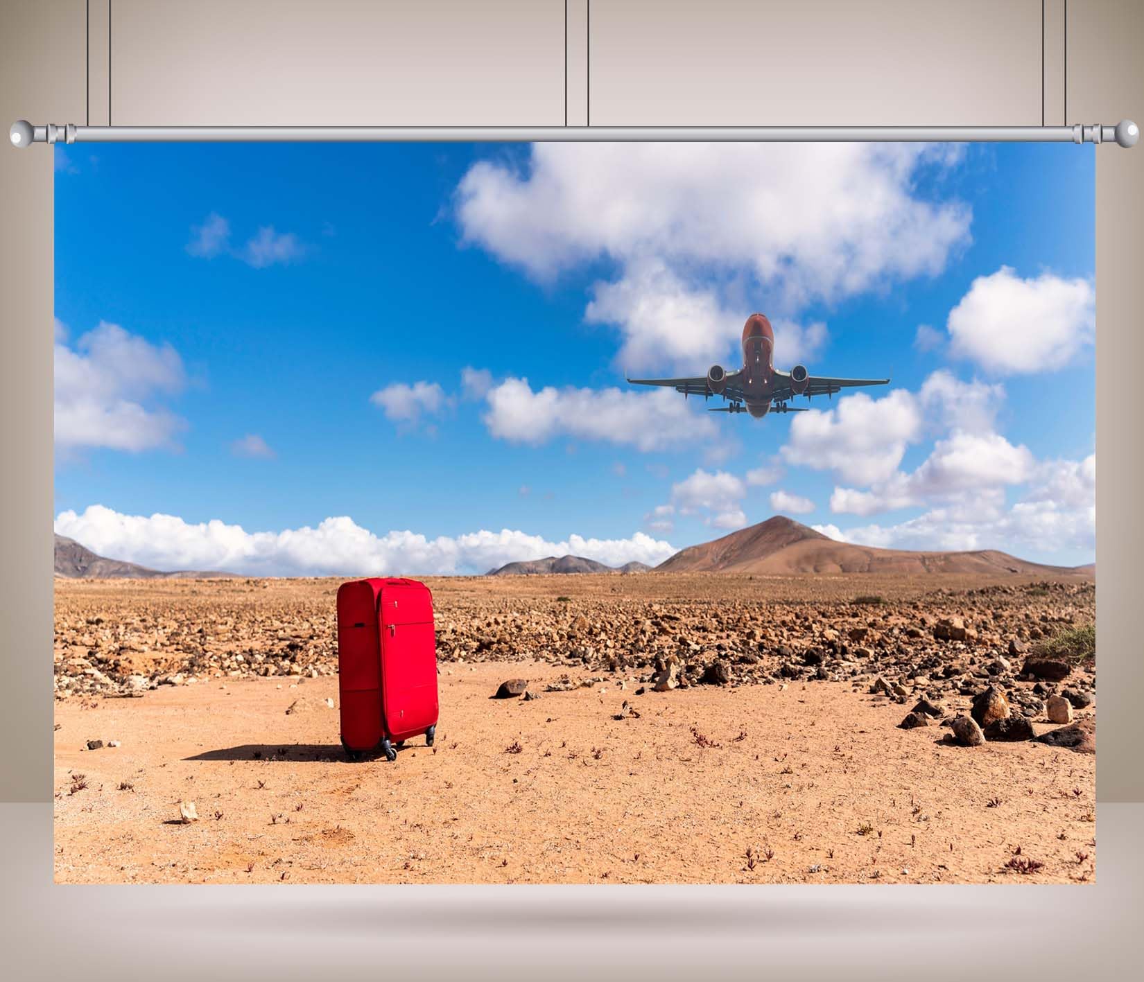 15x10FT (4.6x3m) Valigia Rossa Deserto E Aereo Sfondo Fotografico