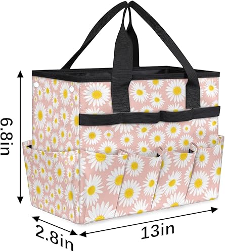 Miniatura 3 de Lovely Daisy - Bolsa de herramientas de jardín rosa para mujeres y hombres, bolsas de almacenamiento de herramientas de jardinería con 10 bolsillos,