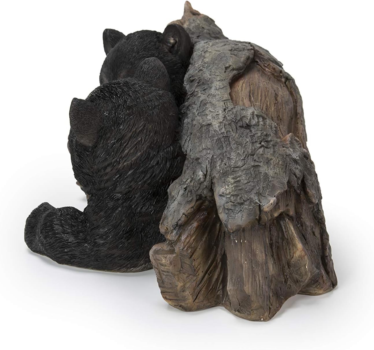 Hi-Line Gift Black Bear Cubs Hiding Under Log Statue