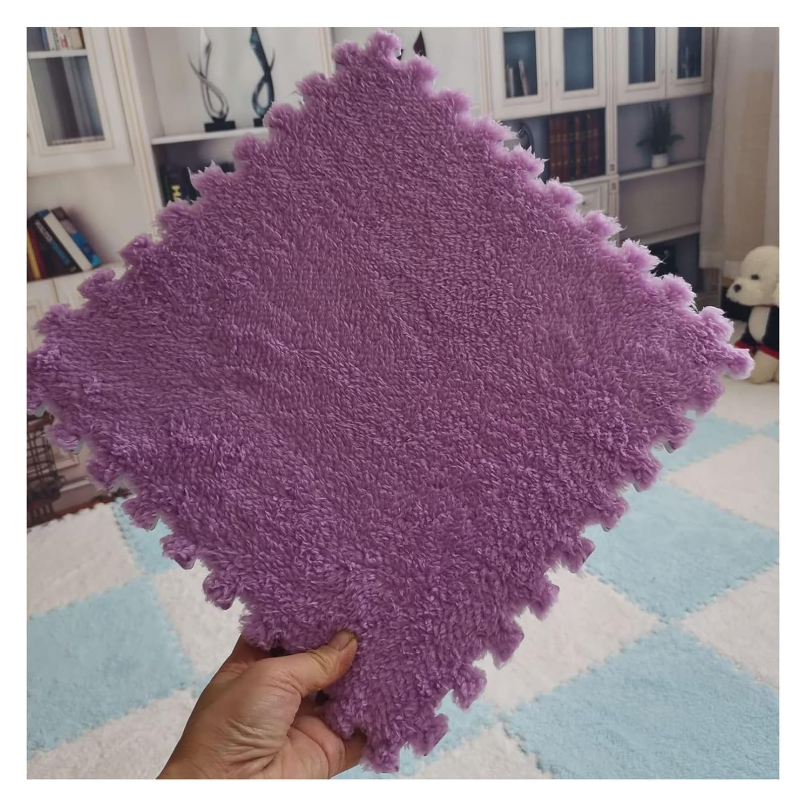 Ineinandergreifende Schaumstoffmatten, 10 Stück ineinandergreifende Schaumstoffmatten, Plüschteppich, ineinandergreifende Bodenfliesen, weiche Spielmatten-Bodenmatte, 12 x 12 Zoll (Größe: 30 x 0,6 cm)