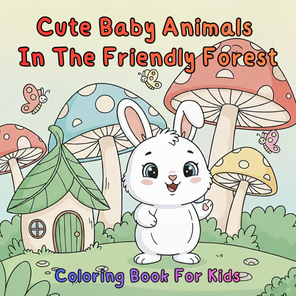 Cute Baby Animals in the Friendly Forest: Adorable Woodland Creatures, Simple Designs, and Fun Coloring Pages for Kids Ages 4–8