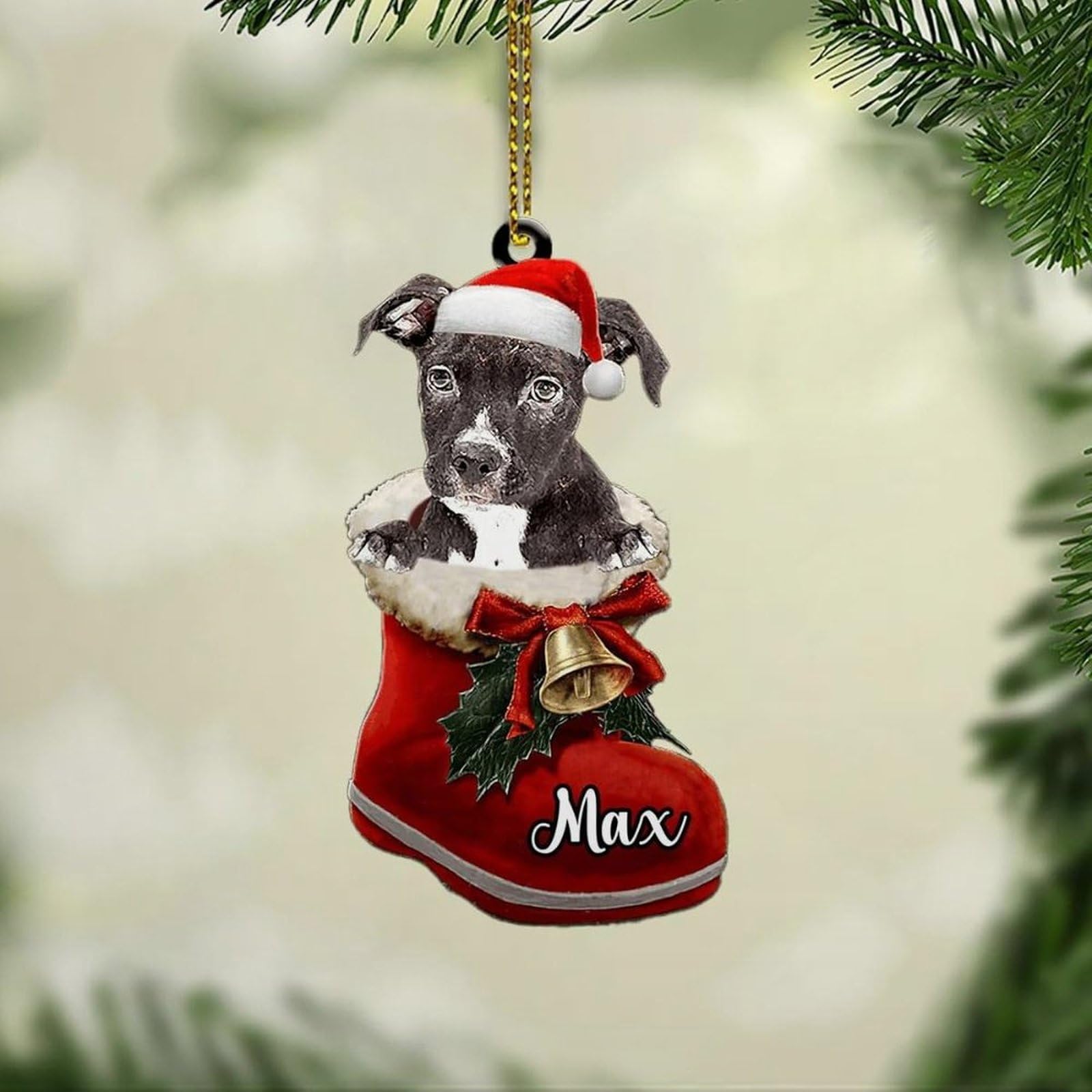 Luckluccy Staffordshire Bull Terrier Custom Ornament,Personalized Dog Christmas Ornament,Christmas Dog Ornament Gifts 197