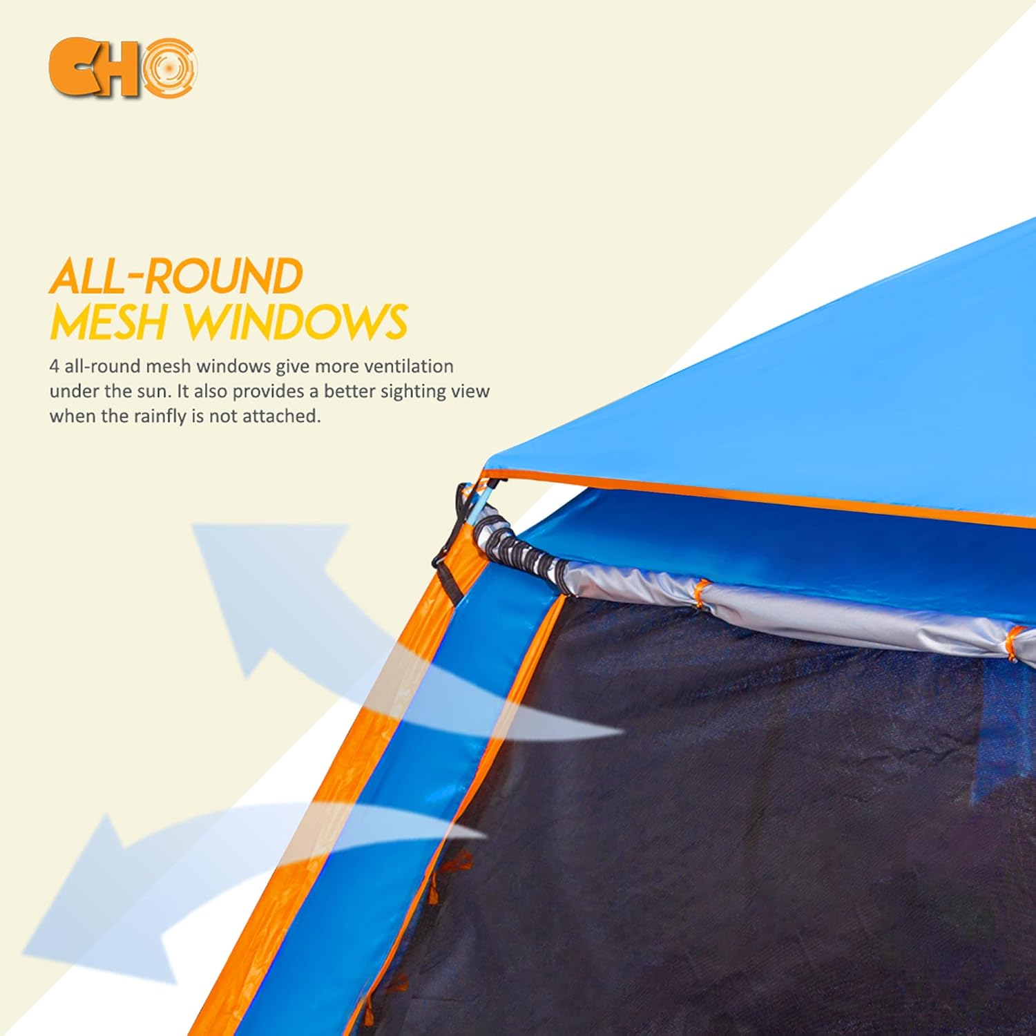 cho Pop up Tent for Camping for 5 Person Tent Large Beach Tent Portable Family Camping Light Weight Tent for Backpacking Hiking Traveling with Sun Shade