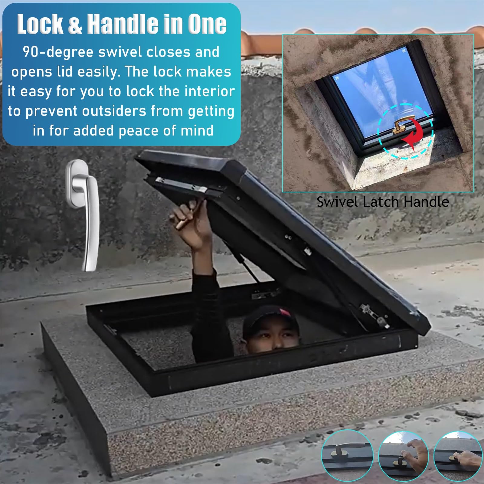 LXLZYXSF Roof Hatch Door with Latch Lock & Gas Shock Struts, Roof