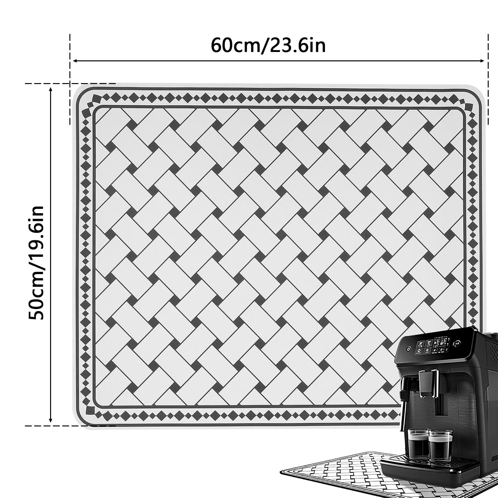 Alfombrilla para Café Bar Tapete for máquina de café, Mantel Individual de Secado rápido, tapete for café de 3 Capas, tapete de Secado de Platos Absorbente rápido, Utensilios de Cocina, 2 uds.