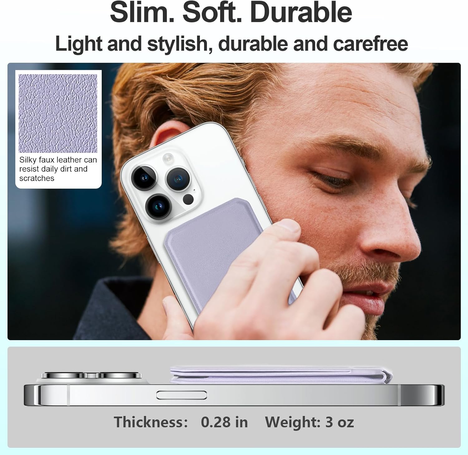 iontech Phone Stand Tripod Wallet Compatible with MagSafe iPhone 17/16/15/14/13/12 Series, 3 in 1 Strong Magnetic Phone Holder, Vegan Leather Wallet, Lightweight & Adjustable Cell Phone Stand (Grey) - Image 5