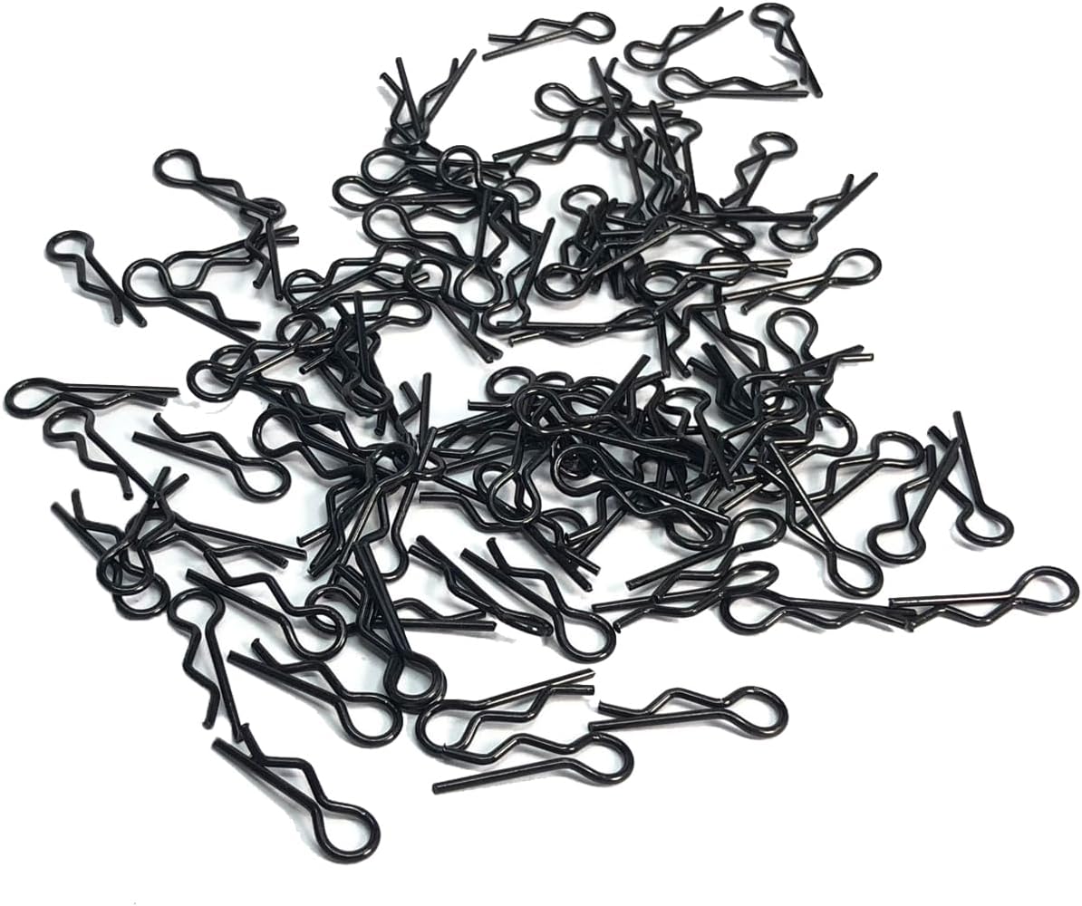 100pcs Black Universal RC Car Body Shell Pin R-type Clips Compatible with 1/8 1/10 1/16 Scale Redcat HPI Himoto HSP ExceedRC Car Truck Buggy (for 1/16)