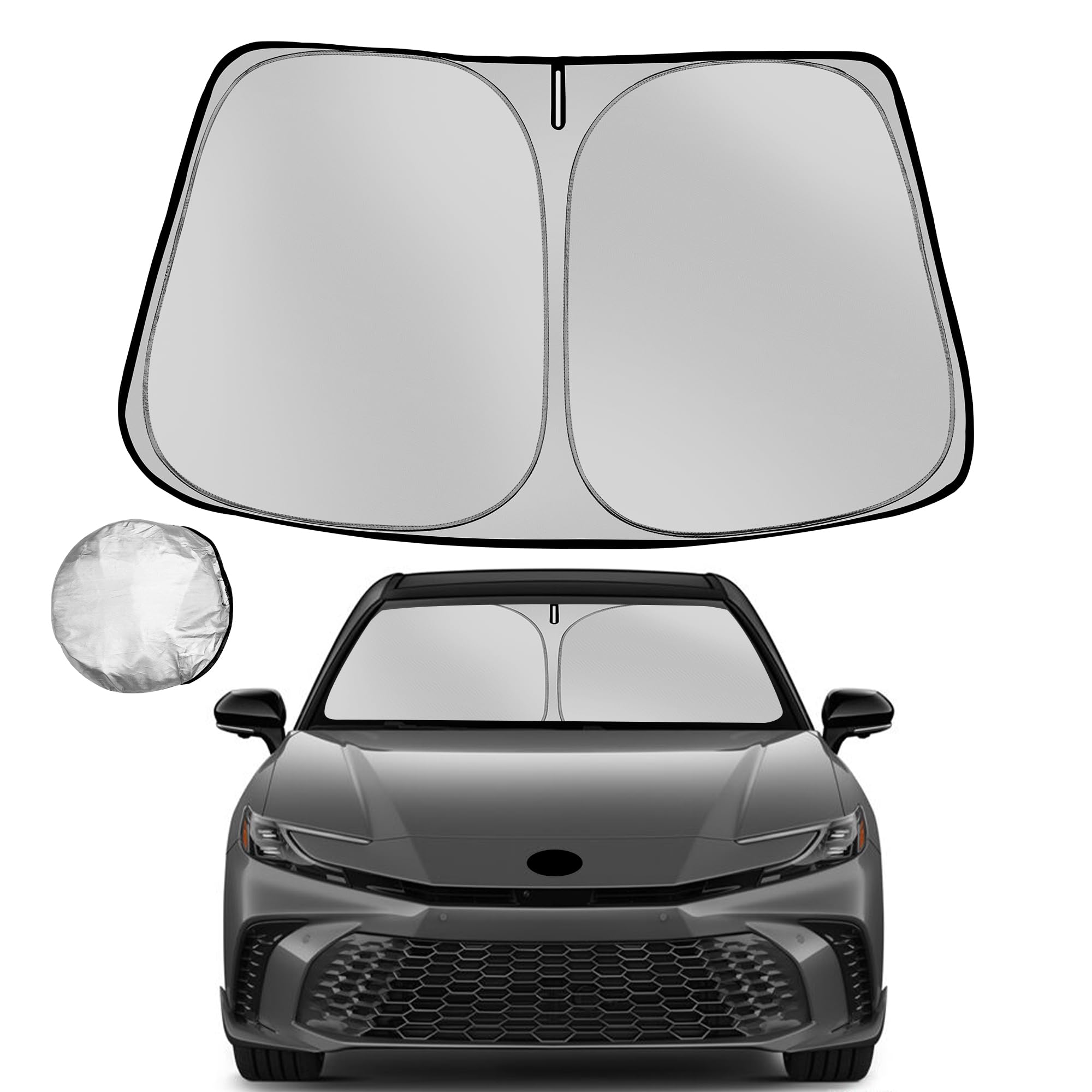 Windshield Sun Shade for 2025 2026 Toyota Camry Foldable Sun Sunshade for Car Front Window Blocks UV Rays and Heat Automotive Interior Protector Custom Fit Accessories