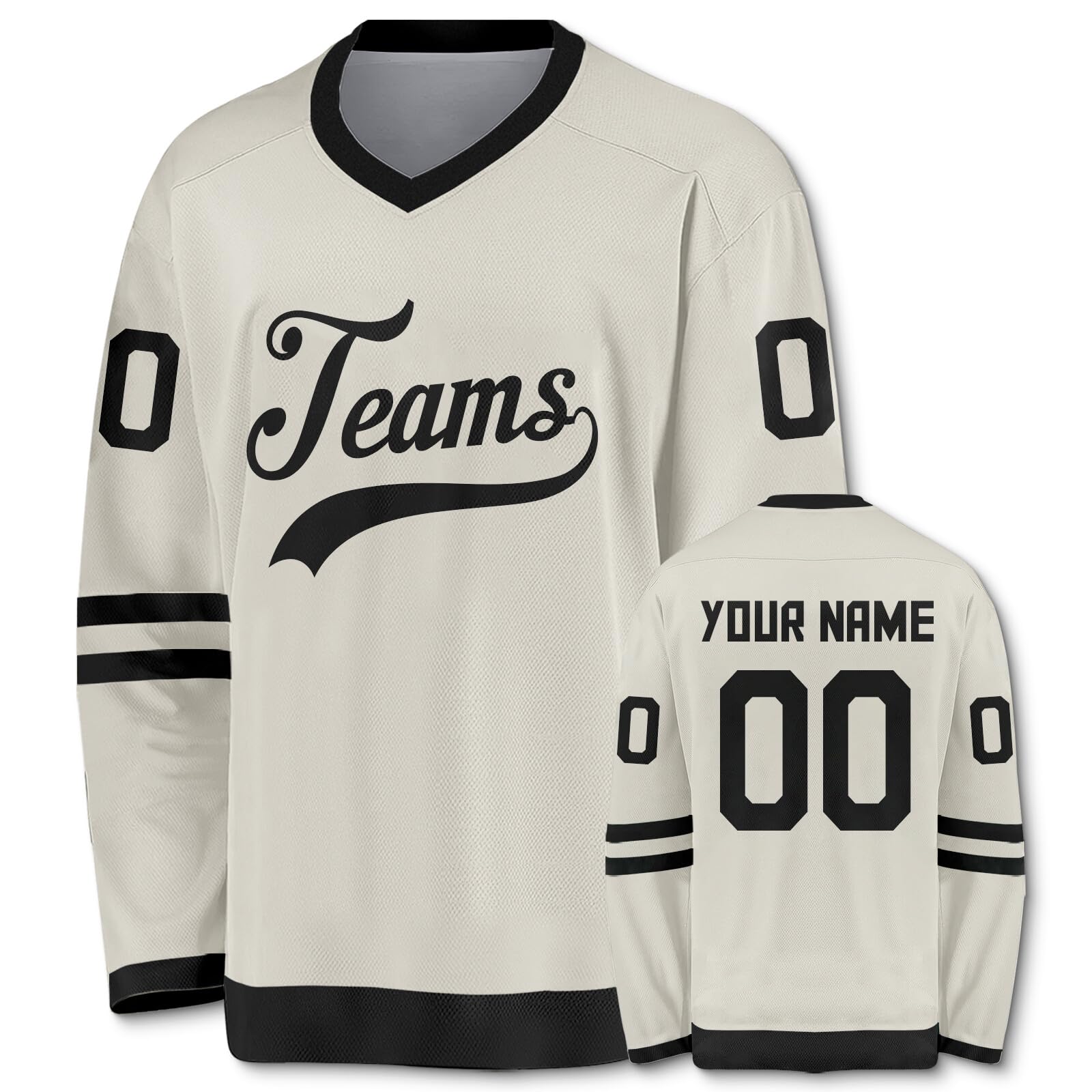 Custom Ice Hockey Jersey Hip Hop Personalized Printed Long Sleeves Hockey Jersey Custom Gift for Men Women Youth Kid