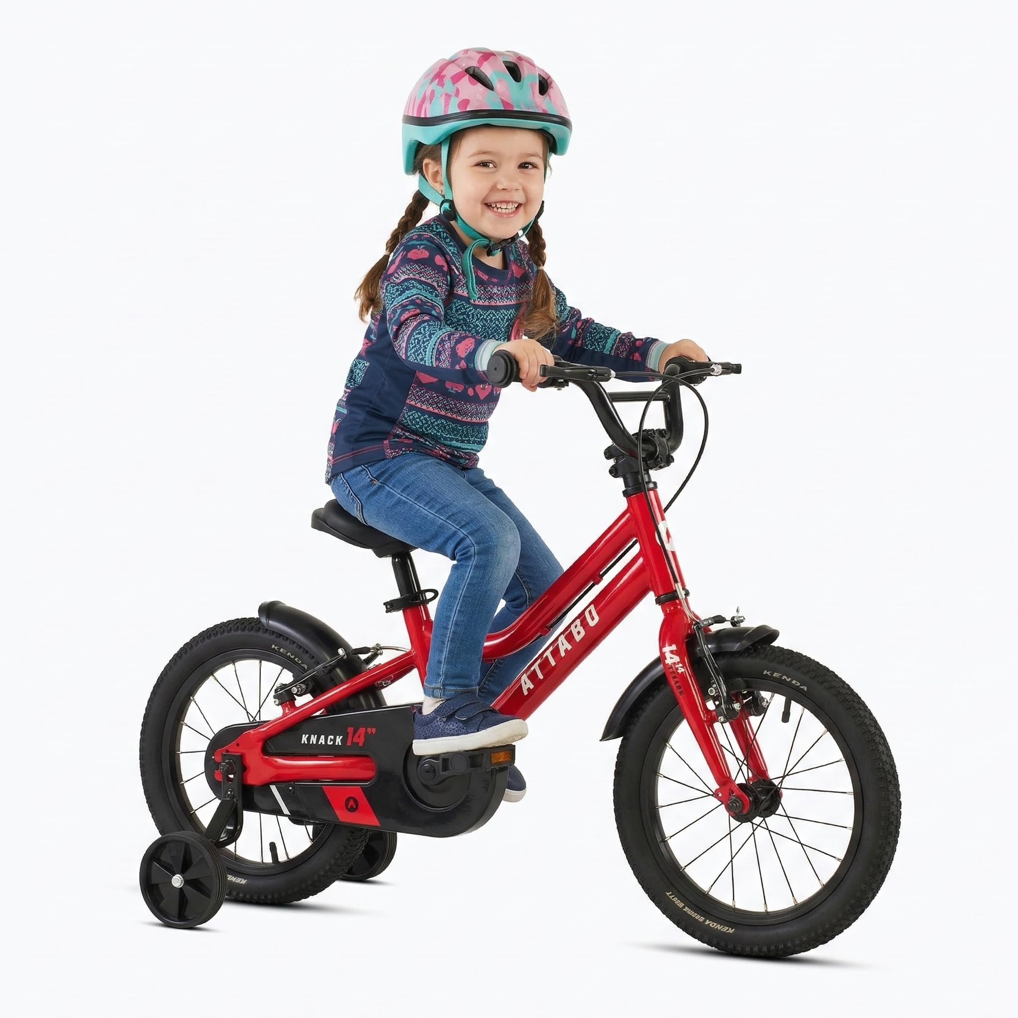 ATTABO Leichtes Fahrrad zum Fahrenlernen – Kinderfahrrad – Aluminium – 14 Zoll Rot – Für Jungen und Mädchen 3 bis 5 Jahre Sport & Freizeit