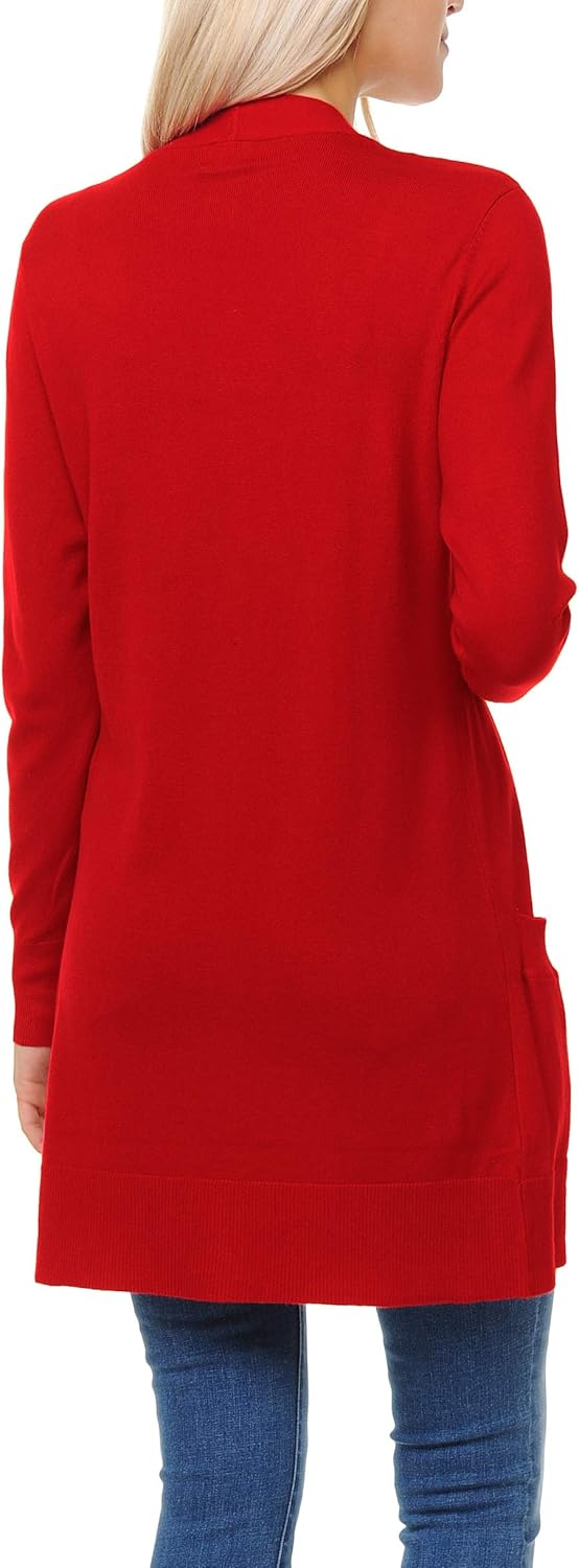 Womens Light Weight Open Front Long Cardigan with Pockets - Image 4
