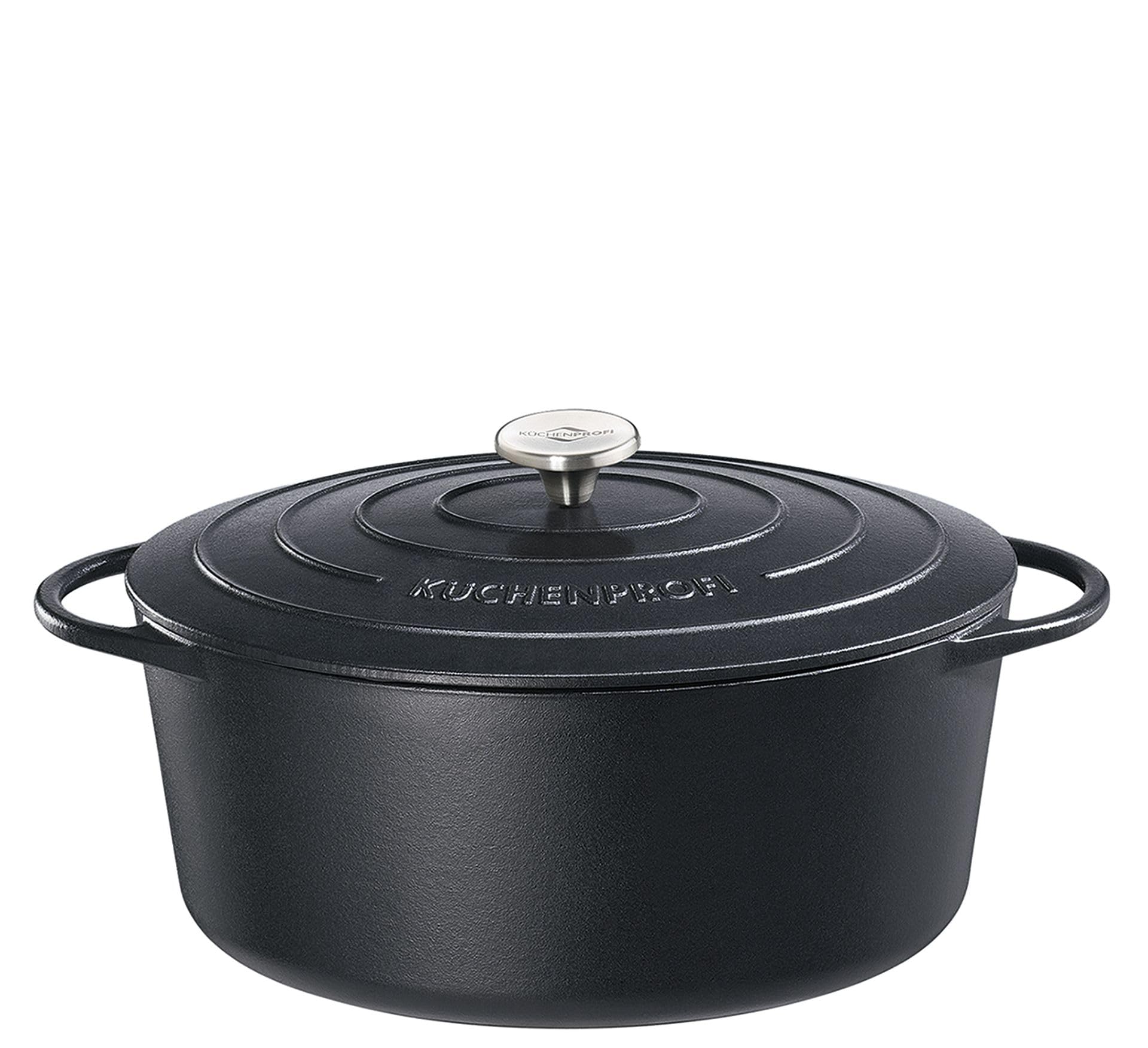 Küchenprofi Stewing Pot Oval, Cast Iron, black, 31 x 24.5 x 11.5 cm