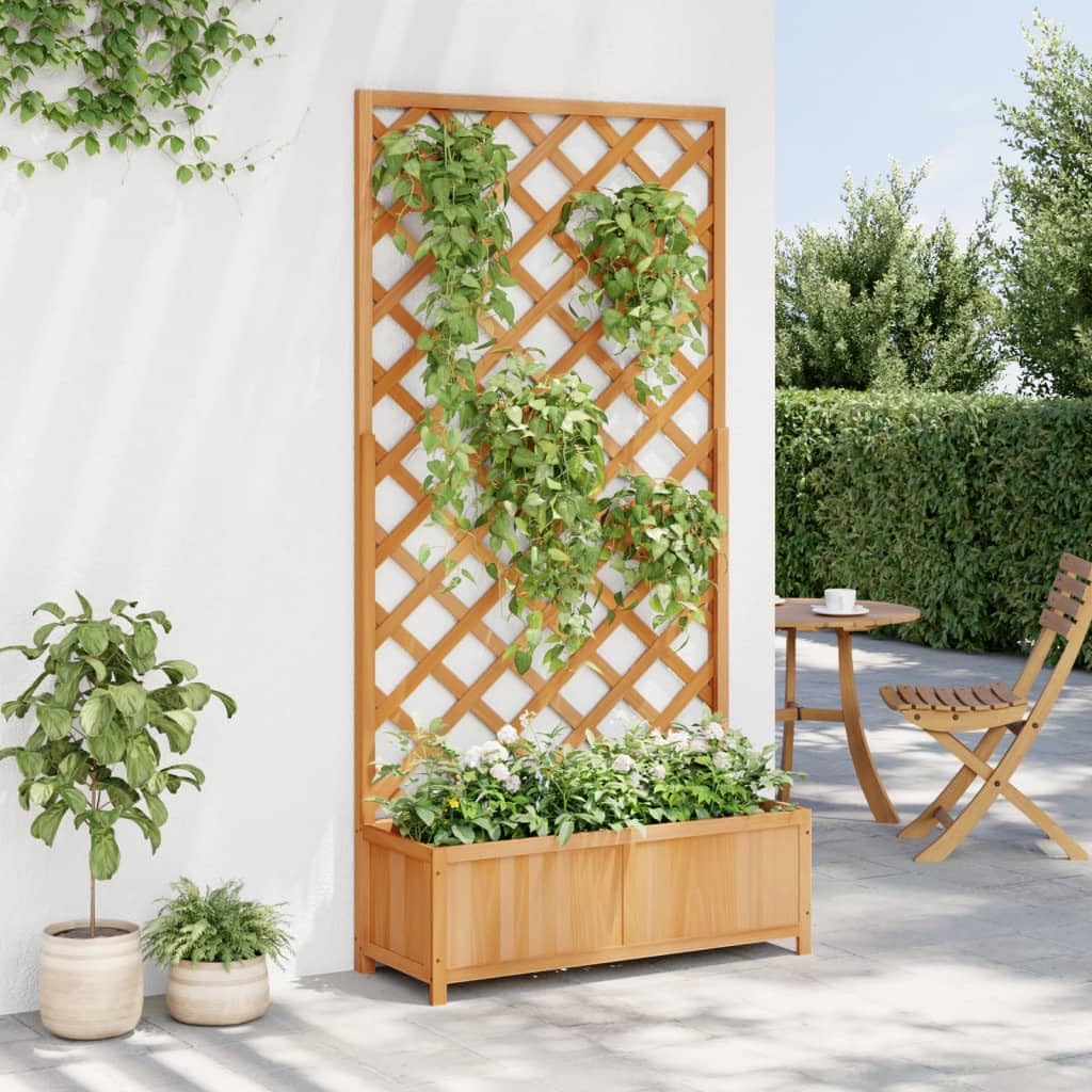 Fioriera da esterno con grigliato 60x30x122.5 cm in legno marrone Outsunny | Maisons du Monde