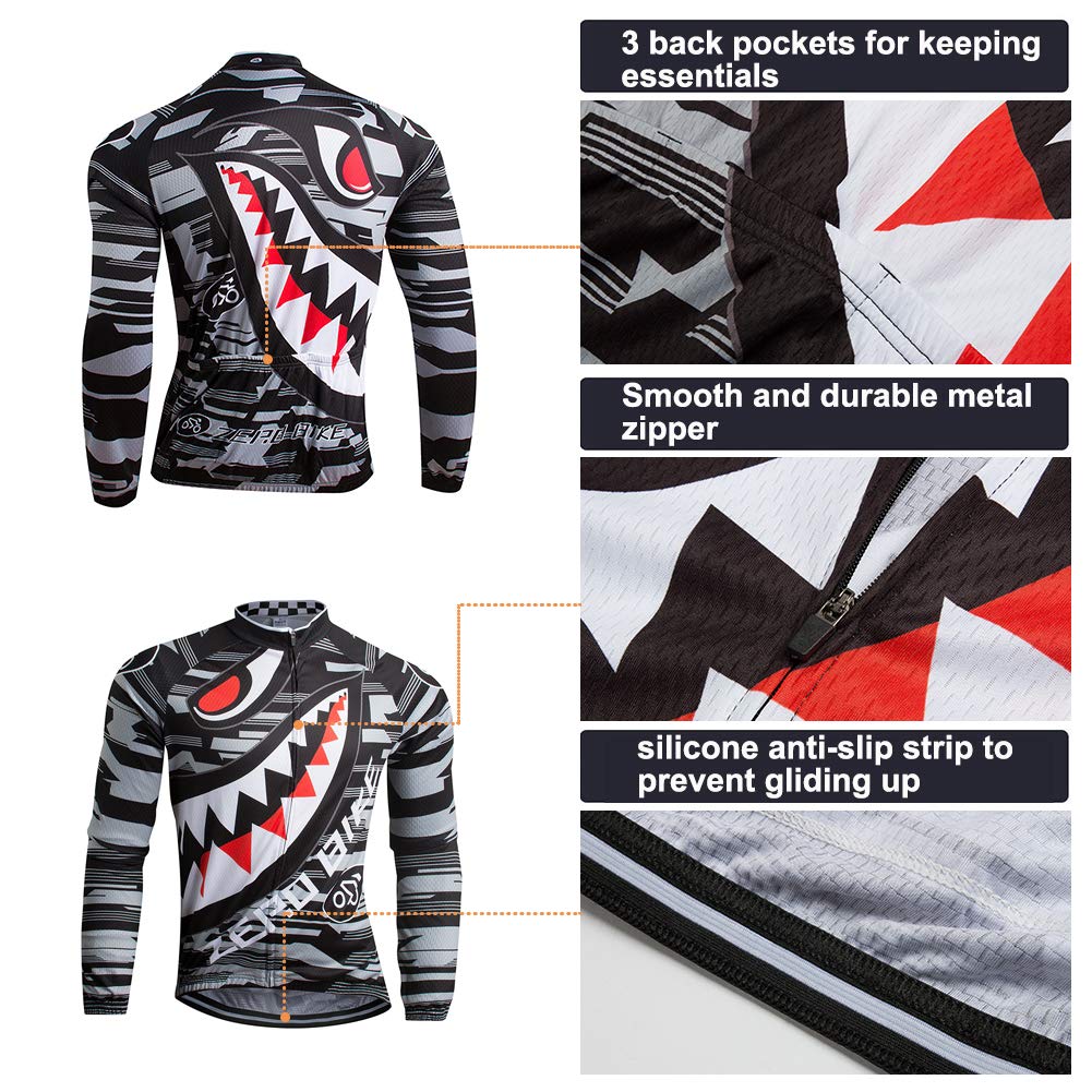 Uomo Manica Manica Lunga Jersey Abbigliamento Set, Ciclismo Jersey Camicia Gel Imbottito Pantaloni Ciclismo Equitazione Bike Sportswear