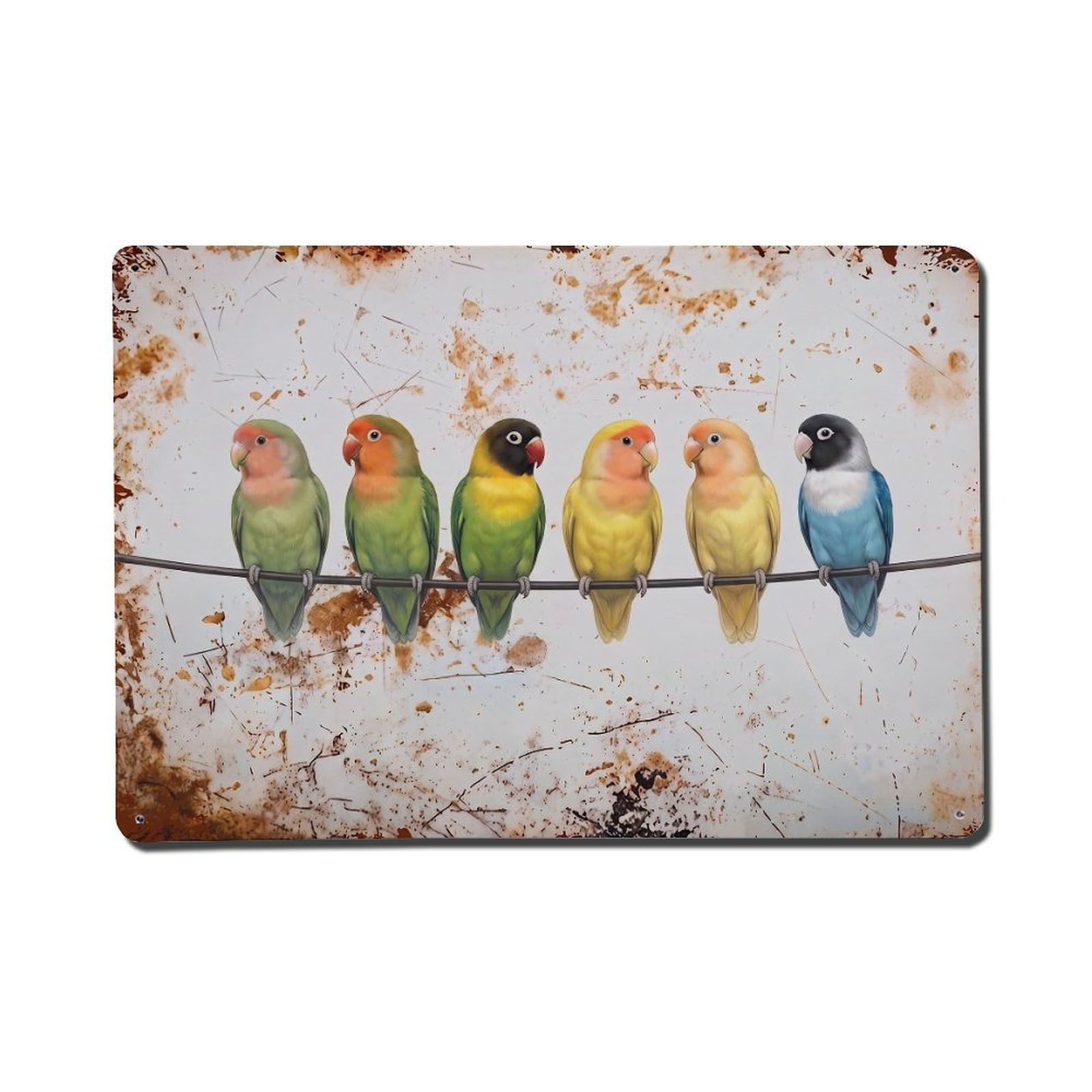 Vintage Retro Birds Lovebird Metal Tin Sign