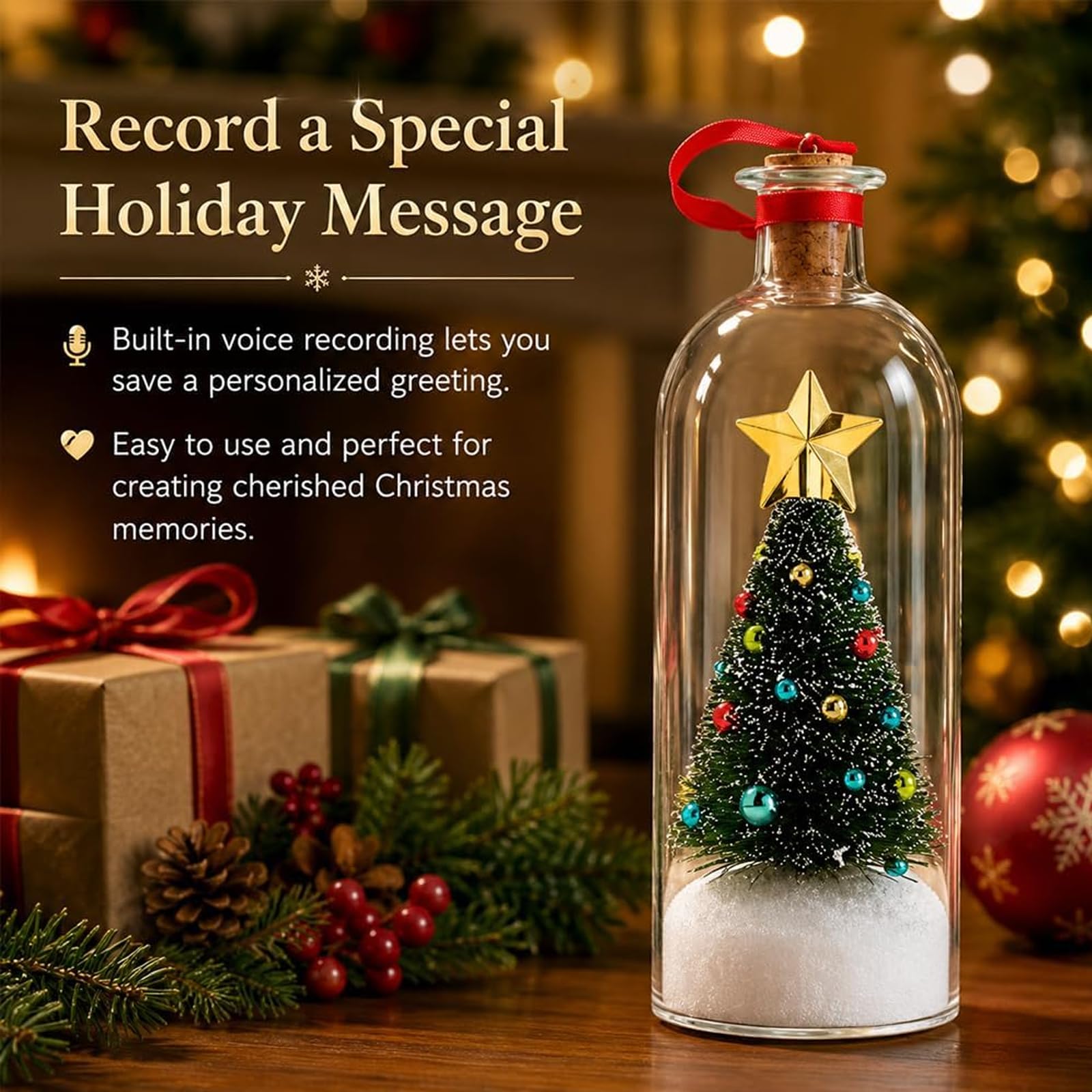 Albero di Natale registrabile in bottiglia con registrazione di 30 secondi