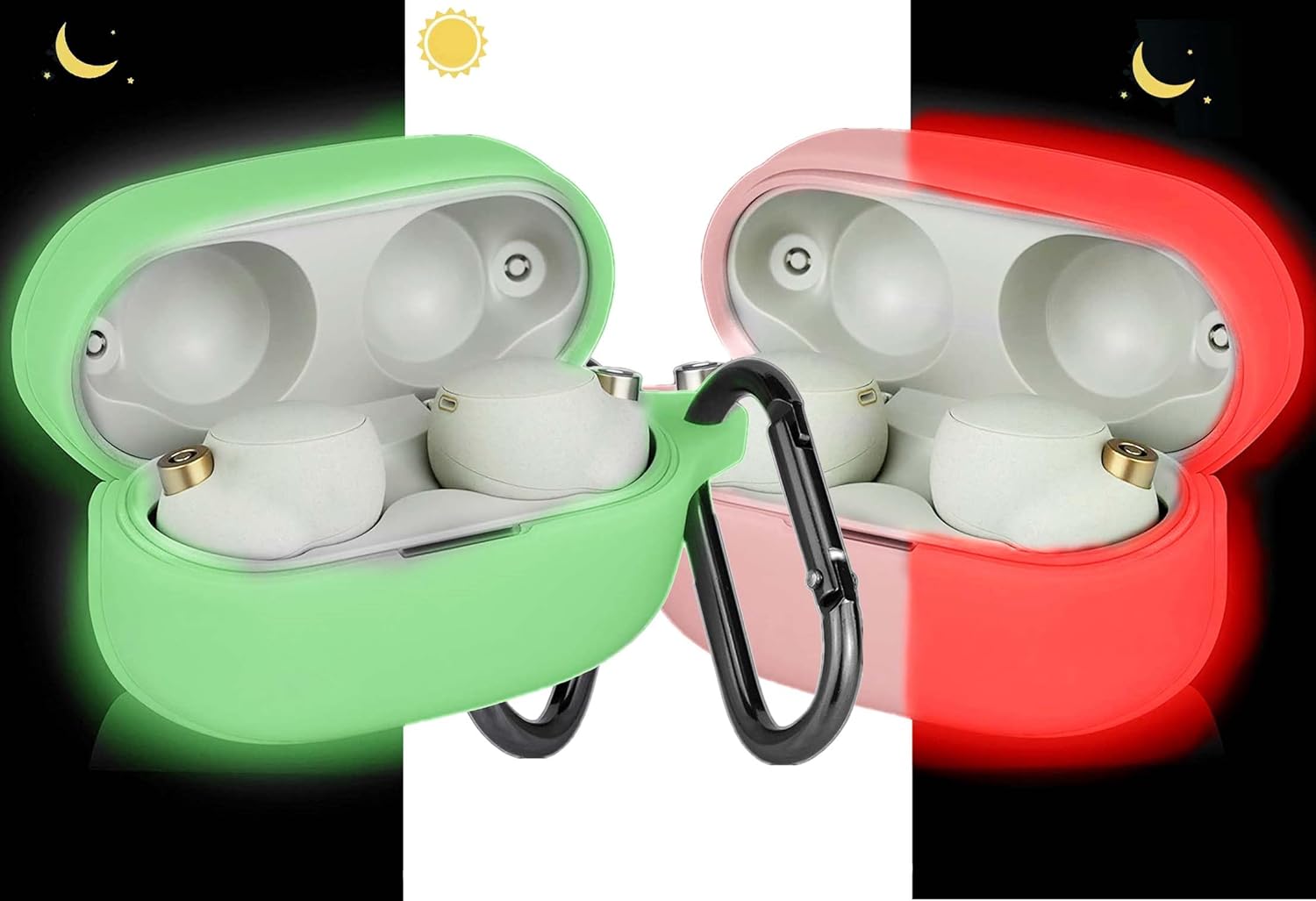 Sony WF-1000XM4 Case Cover, Soft Silicone Protective Case Skin Night Glow for Sony WF-1000XM4, Shockproof, Luminous Earbuds Case with Keychain, Glow in Dark, Wireless Charging Sony WF-1000XM4 Case Cover, Soft Silicone Protective Case Skin Night Glow for Sony WF-1000XM4, Shockproof, Luminous Earbuds Case with Keychain, Glow in Dark, Wireless Charging