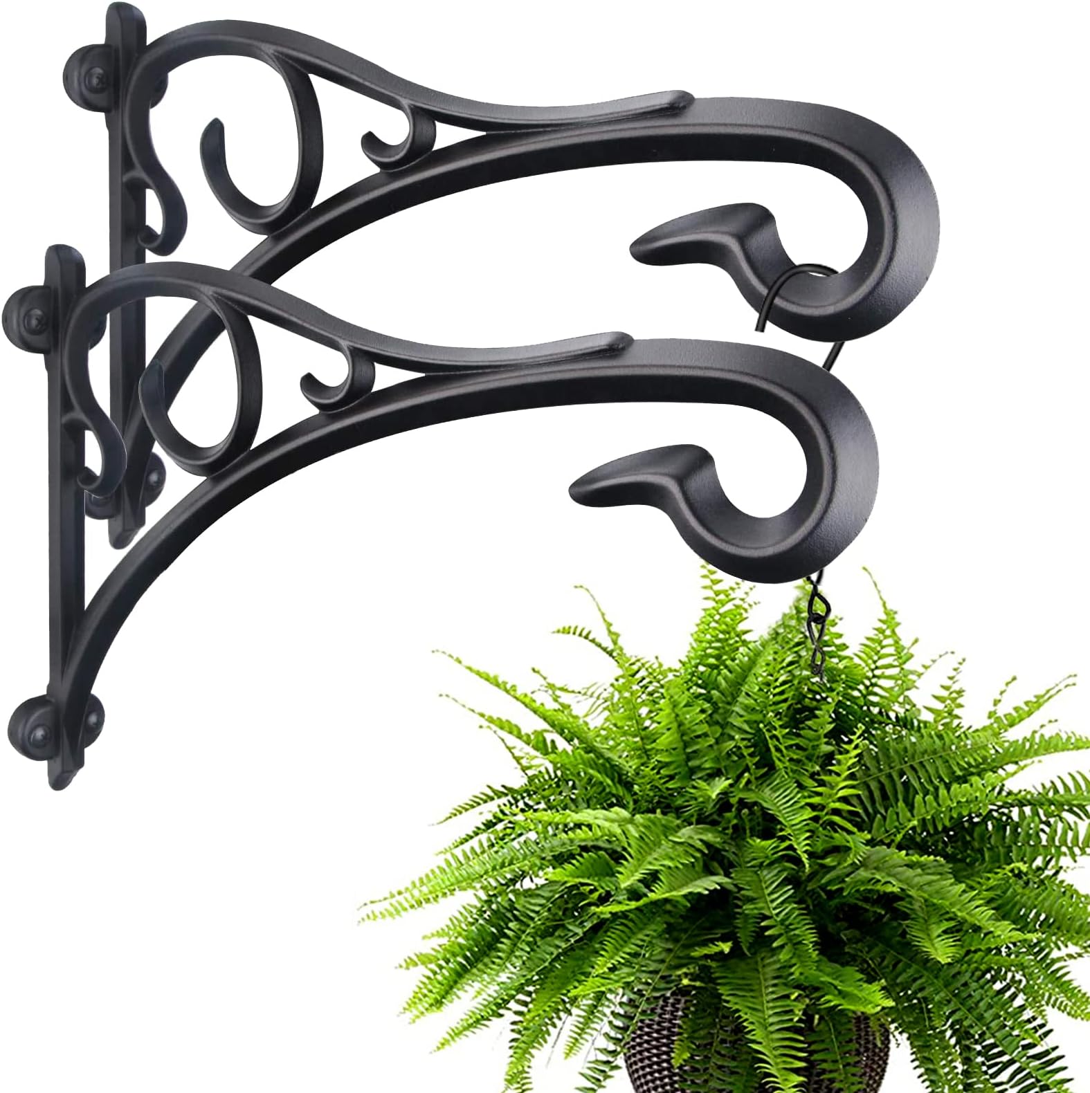 Hanging Basket Bracket, Heavy Duty Artistic Garden Hook (13 Inches/2 Pack) Thicker More Durable Rust-Resistant, for Hanging Plants, Bird Feeders, Lanterns, Potted, Outdoor Indoor Hanging Brackets