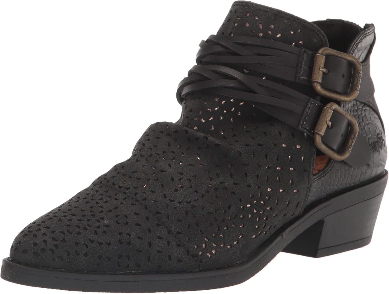 Blowfish Malibu Women's Stacie Ankle Boot, BlkProspetr/DwnUndr/Dyecut/Rsg, 8.5